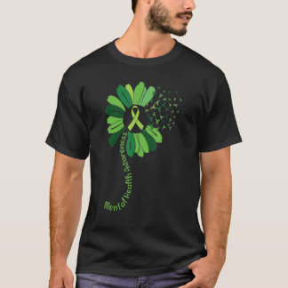 Mental Health Awareness Flying Green Flower Ribbon T-Shirt
