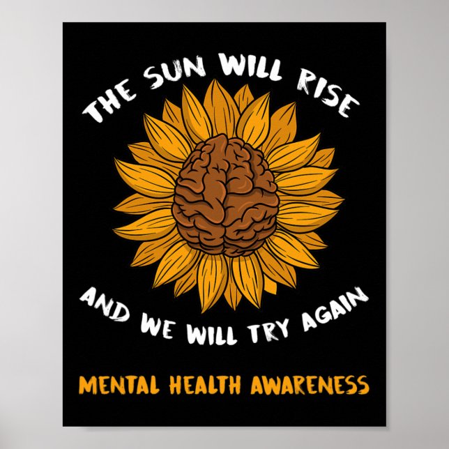 Mental Health Awareness Gifts Depression Sunflower Poster (Front)