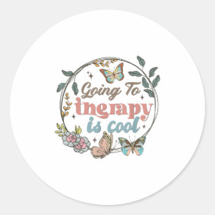 Mental Health Awareness Going Therapy Is Cool Brai Classic Round Sticker