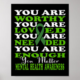 Mental Health Awareness Green Motivational Support Poster