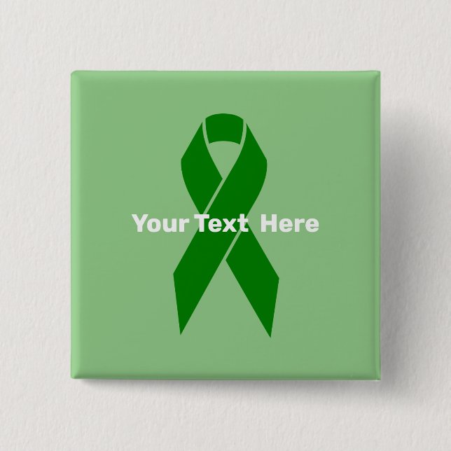 Mental Health Awareness Green Ribbon 15 Cm Square Badge (Front)
