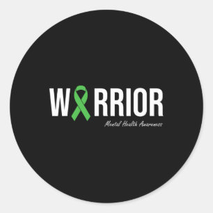 Mental Health Awareness Green Ribbon 2 Classic Round Sticker
