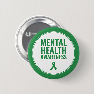 Mental Health Awareness Green Ribbon 6 Cm Round Badge