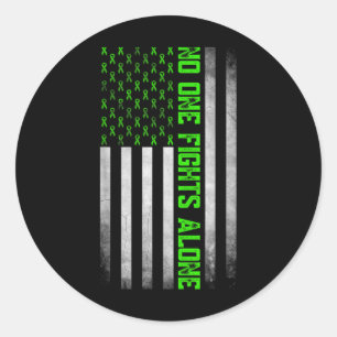Mental Health Awareness Green Ribbon American Flag Classic Round Sticker