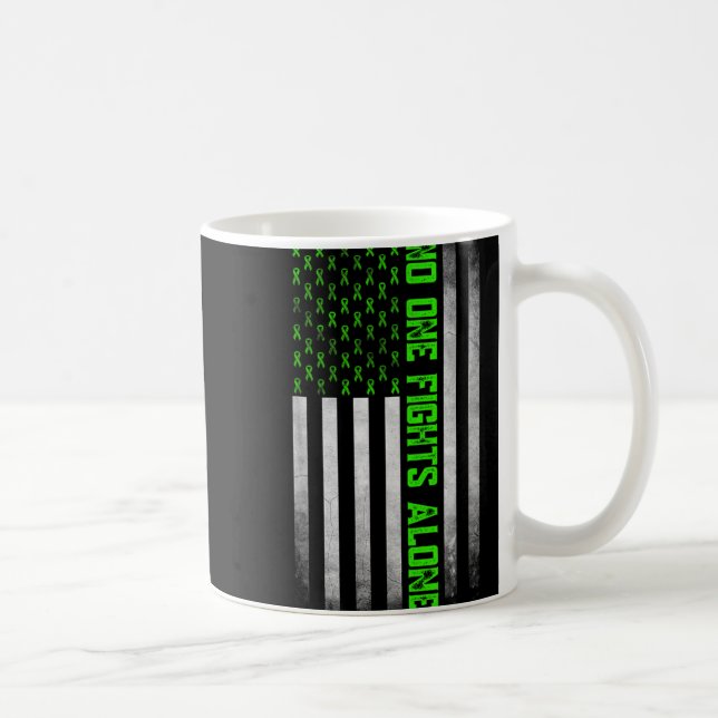 Mental Health Awareness Green Ribbon American Flag Coffee Mug (Right)