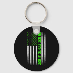 Mental Health Awareness Green Ribbon American Flag Key Ring