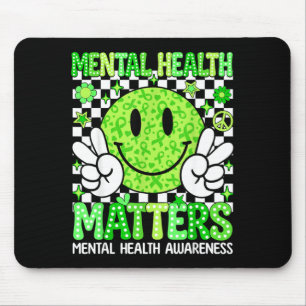 Mental health awareness green ribbon brain illness mouse pad
