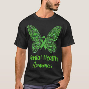 Mental Health Awareness Green Ribbon Butterfly Wom T-Shirt