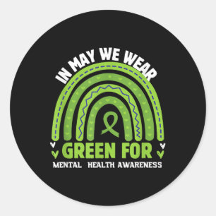 Mental Health Awareness Green Ribbon  Classic Round Sticker