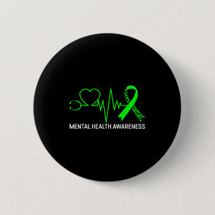 Mental health awareness green ribbon health greenM 6 Cm Round Badge