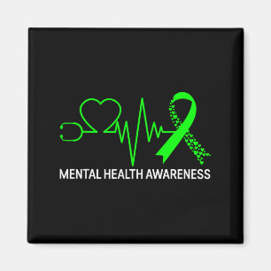 Mental health awareness green ribbon health greenM Magnet