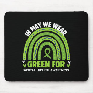 Mental Health Awareness Green Ribbon Mouse Pad