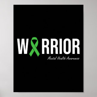 Mental Health Awareness Green Ribbon  Poster