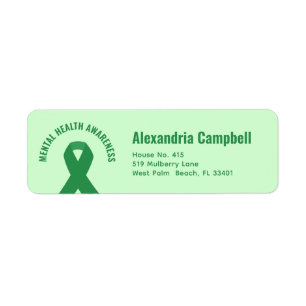 Mental Health Awareness Green Ribbon Return Address Label