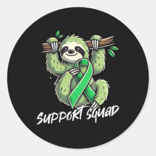 Mental Health Awareness Green Ribbon - Sloth Men W Classic Round Sticker