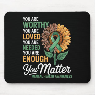 Mental Health Awareness Green Ribbon Sunflower You Mouse Pad