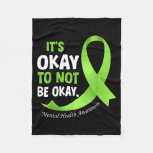 Mental Health Awareness Green Ribbon Suppor Fleece Blanket