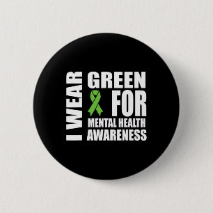 Mental Health Awareness Green Ribbon Support 6 Cm Round Badge
