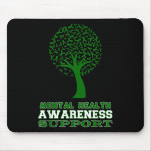 Mental Health Awareness Green Ribbon Support Mouse Pad