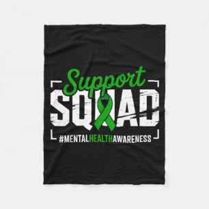 Mental health awareness green ribbon support squad fleece blanket