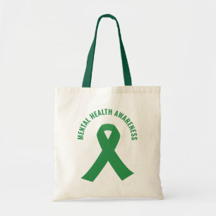 Mental Health Awareness Green Ribbon Tote Bag