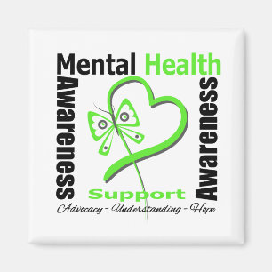 Mental Health Awareness Heart Butterfly Ribbon Magnet