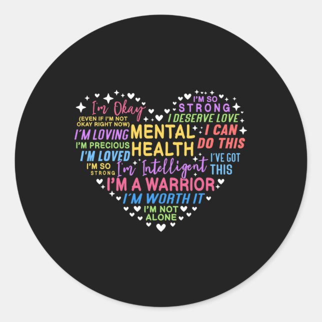 Mental Health Awareness Heart  Classic Round Sticker (Front)
