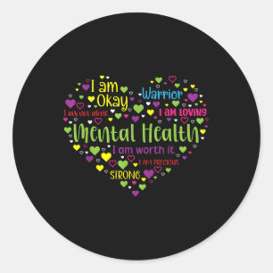 Mental Health Awareness Heart End The Stigma Suppo Classic Round Sticker
