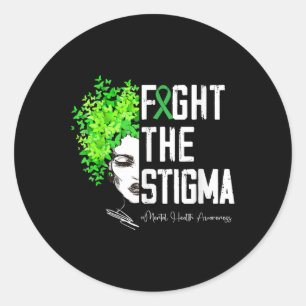Mental Health Awareness Heart Fight The Stigma Gre Classic Round Sticker