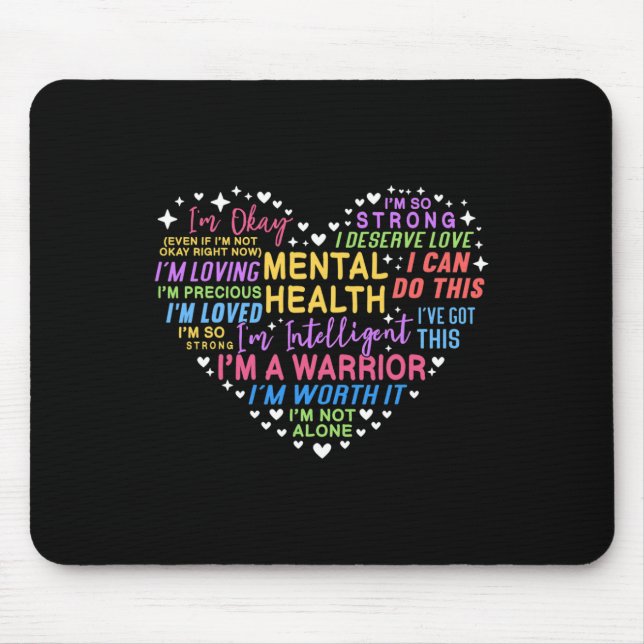 Mental Health Awareness Heart Mouse Pad (Front)