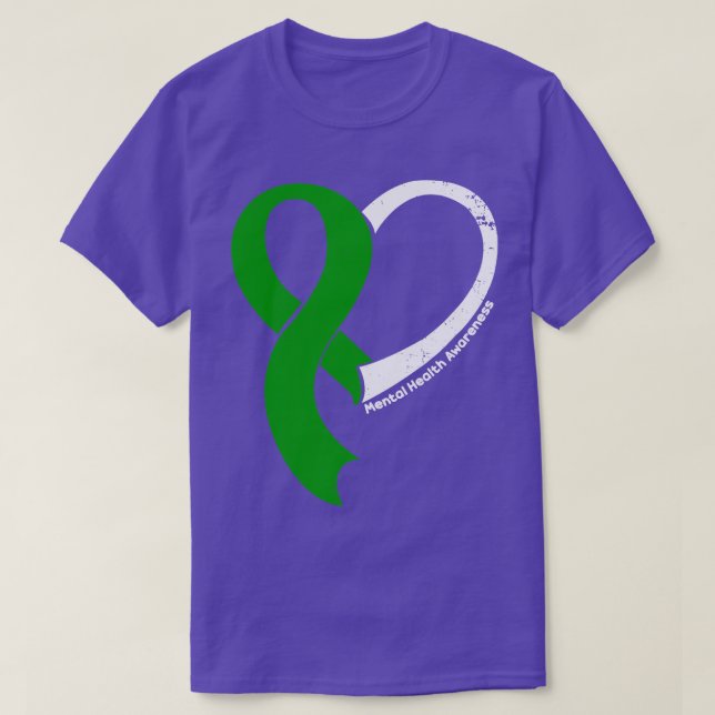 Mental Health Awareness Hope Love Heart Ribbon Hap T-Shirt (Design Front)
