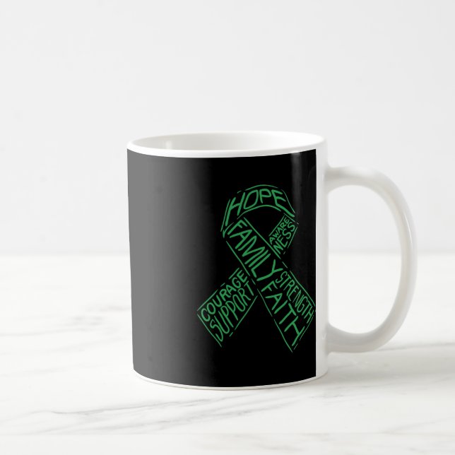 Mental Health Awareness Illness Green Ribbon Words Coffee Mug (Right)