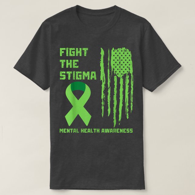 Mental Health Awareness In May 2022 Green Ribbon S T-Shirt (Design Front)