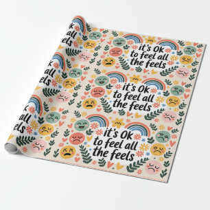 Mental Health Awareness Its All Good Emoticons Wrapping Paper