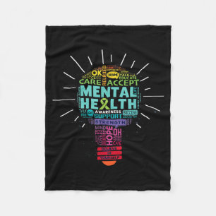 Mental Health Awareness Light Bulb Inspirational Fleece Blanket