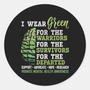 Mental Health Awareness Matters Support I Wear Gre Classic Round Sticker