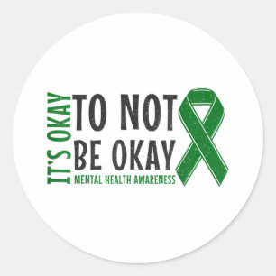 Mental Health Awareness Mental Health S Green Ribb Classic Round Sticker