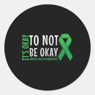 Mental Health Awareness Mental Health S Green Ribb Classic Round Sticker