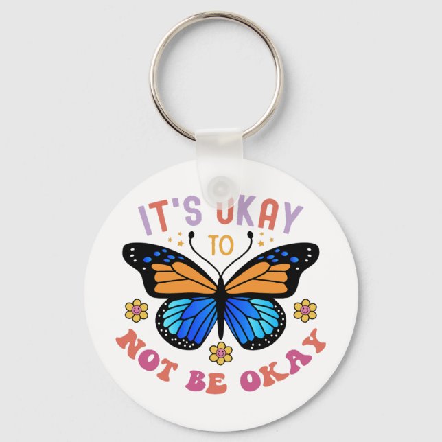 Mental Health Awareness Monarch Butterfly Key Ring (Front)
