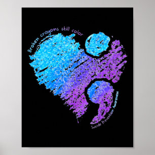 Mental Health Awareness Month Crayon Heart  Poster