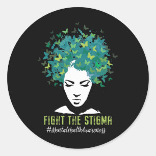Mental Health Awareness Month Fight The Stigma Pos Classic Round Sticker
