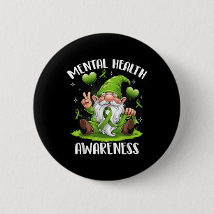 Mental Health Awareness Month Green Ribbon Cute Gn 6 Cm Round Badge
