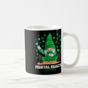 Mental Health Awareness Month Green Ribbon Gnome Coffee Mug