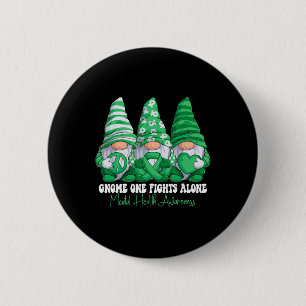 Mental Health Awareness Month Green Ribbon Gnomies 6 Cm Round Badge