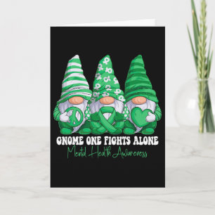 Mental Health Awareness Month Green Ribbon Gnomies Card