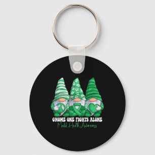 Mental Health Awareness Month Green Ribbon Gnomies Key Ring