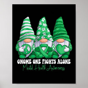 Mental Health Awareness Month Green Ribbon Gnomies Poster