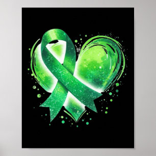 Mental Health Awareness Month Green Ribbon Heart  Poster