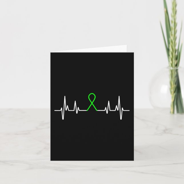 Mental Health Awareness Month Green Ribbon Heartbe Card (Front)