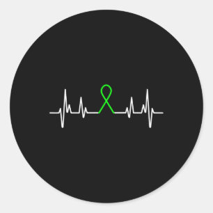 Mental Health Awareness Month Green Ribbon Heartbe Classic Round Sticker
